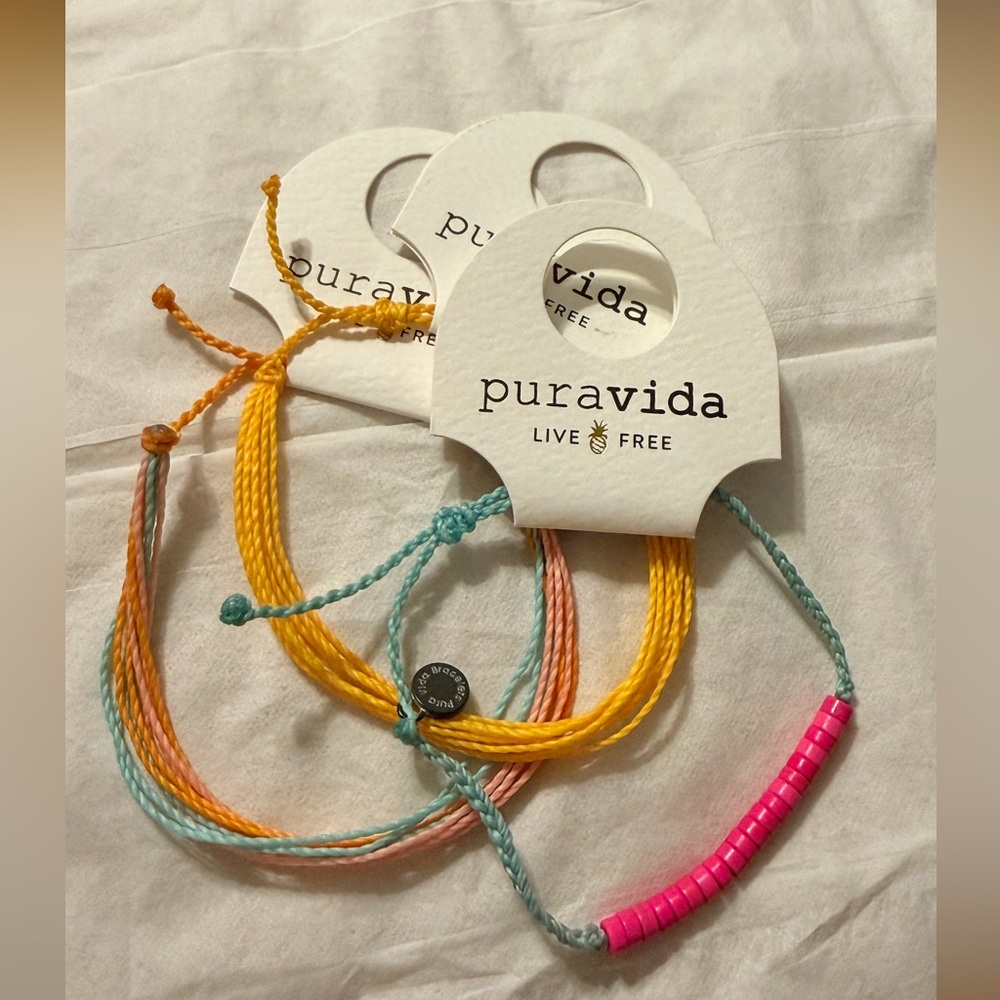 Pura Vida Vibrant Colors Bracelet Set- Yellow, Pink, Blue NWT